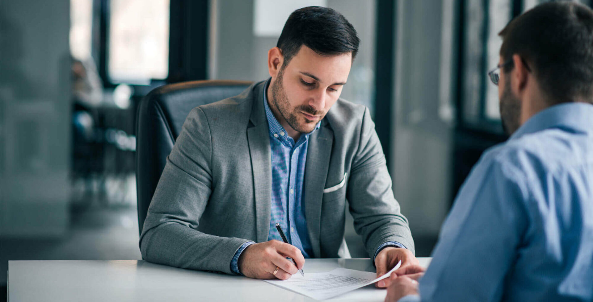 Signing business contract