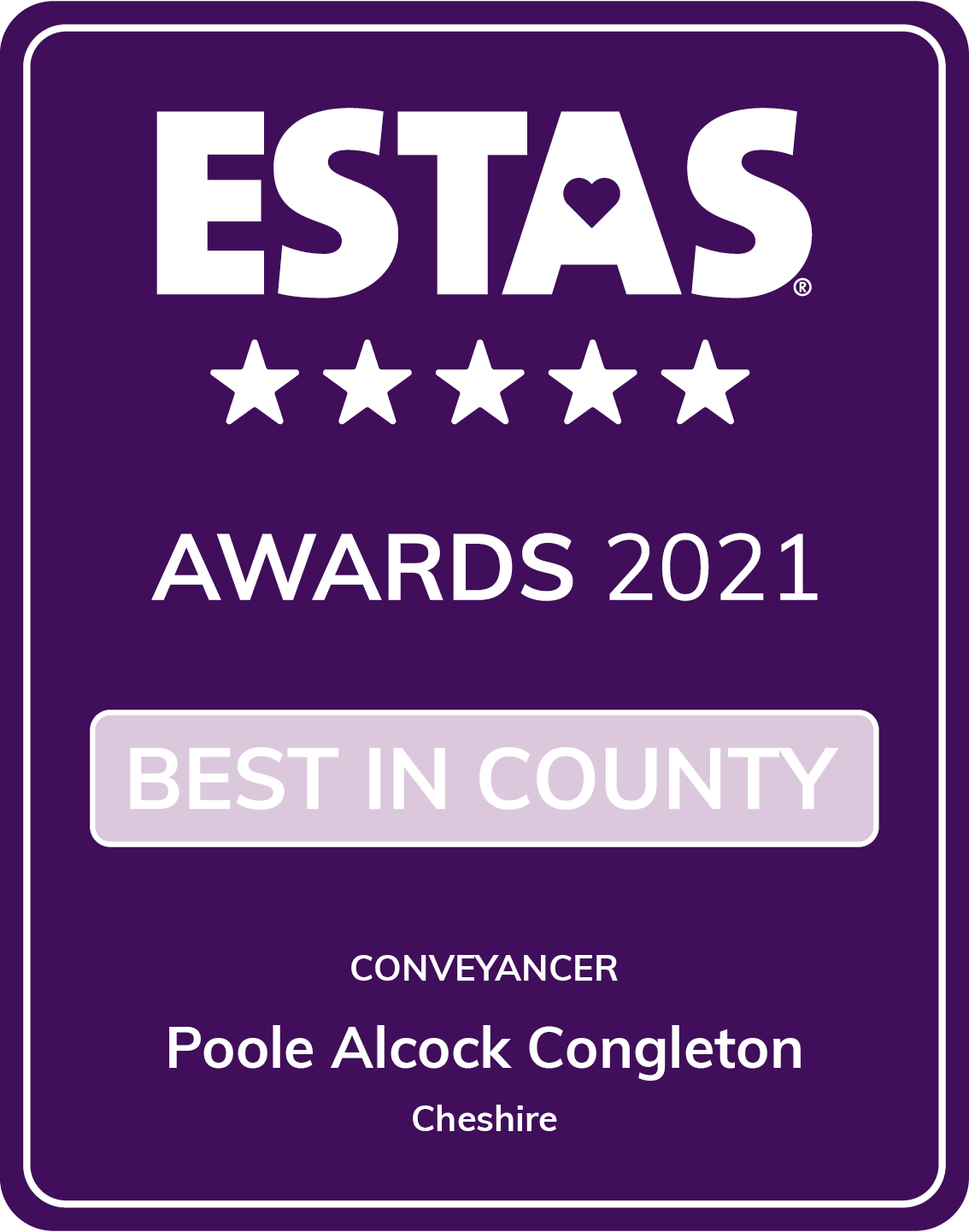 ESTAS Best in County Conveyancer for Congleton