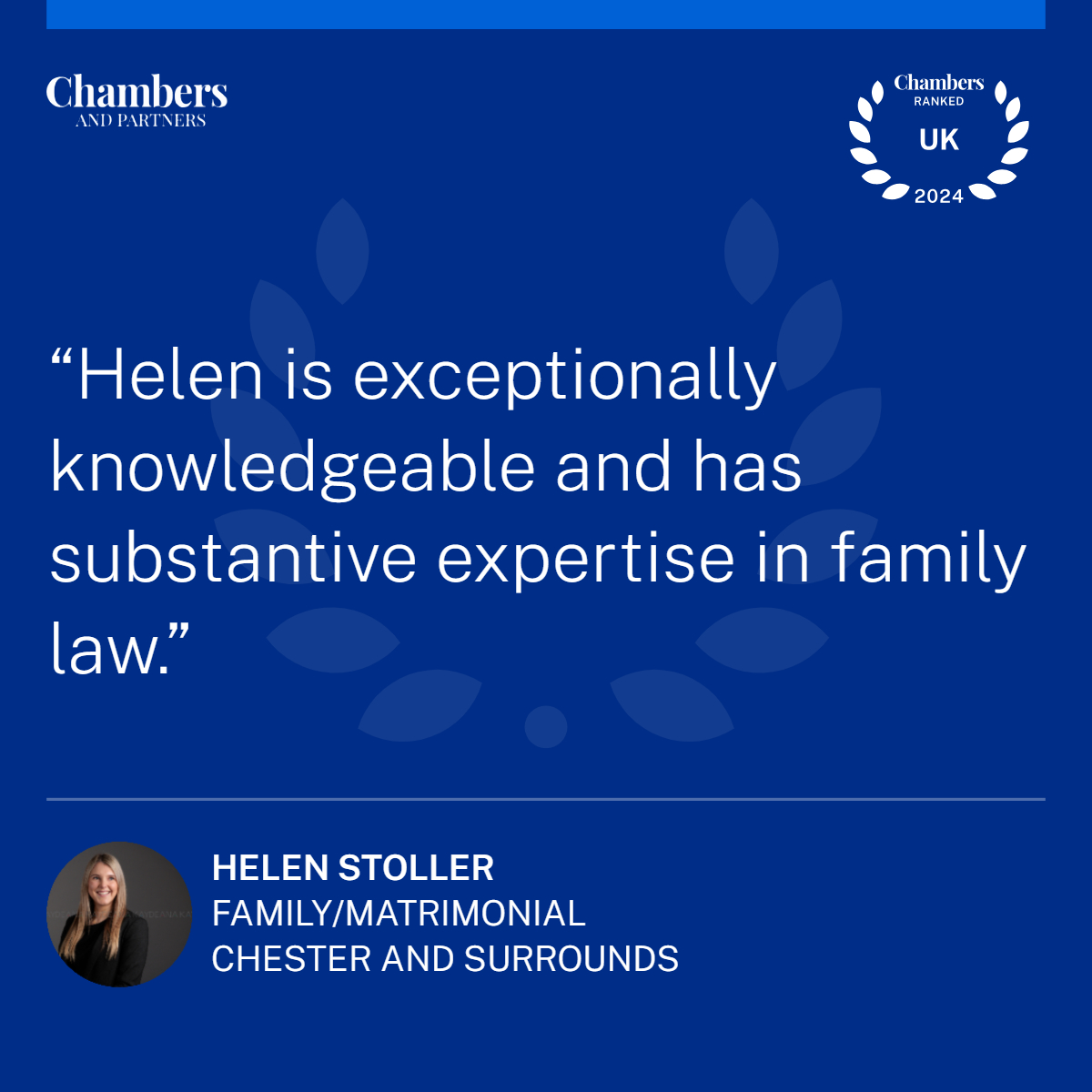Helen Stoller Chambers UK testimonial